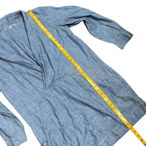 Free People Done Up In Denim Chambray Linen Blend Shirt Dress - Picture 8 of 10